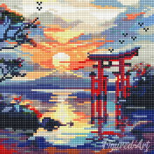 Carica l&#39;immagine nel visualizzatore di Gallery, Mini Diamond Painting 25x25cm Portale Torii al Tramonto
