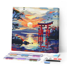 Carica l'immagine nel visualizzatore di Gallery, Mini Diamond Painting 25x25cm Portale Torii al Tramonto