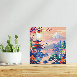 Mini Diamond Painting 25x25cm Pagoda e Monte Fuji
