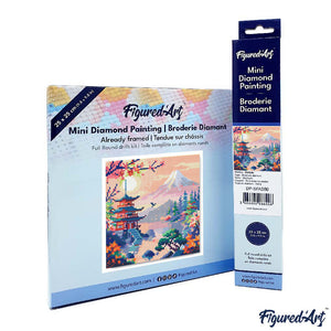 Mini Diamond Painting 25x25cm Pagoda e Monte Fuji