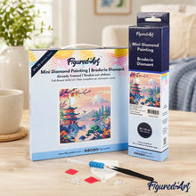 Carica l'immagine nel visualizzatore di Gallery, Mini Diamond Painting 25x25cm Pagoda e Monte Fuji