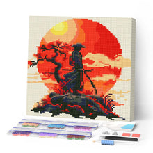 Carica l'immagine nel visualizzatore di Gallery, Mini Diamond Painting 25x25cm Samurai al Tramonto