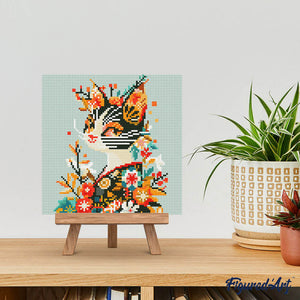 Mini Diamond Painting 25x25cm Gatta floreale in Kimono