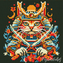 Carica l&#39;immagine nel visualizzatore di Gallery, Mini Diamond Painting 25x25cm Gatto Samurai