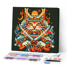 Carica l'immagine nel visualizzatore di Gallery, Mini Diamond Painting 25x25cm Gatto Samurai