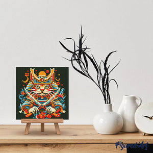 Mini Diamond Painting 25x25cm Gatto Samurai