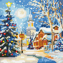 Carica l'immagine nel visualizzatore di Gallery, Mini Diamond Painting 25x25cm Strada natalizia innevata