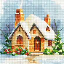 Carica l&#39;immagine nel visualizzatore di Gallery, Mini Diamond Painting 25x25cm Casa di mattoni in inverno