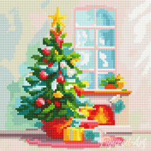 Carica l&#39;immagine nel visualizzatore di Gallery, Mini Diamond Painting 25x25cm Albero di Natale e camino