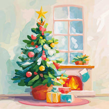 Carica l&#39;immagine nel visualizzatore di Gallery, Mini Diamond Painting 25x25cm Albero di Natale e camino