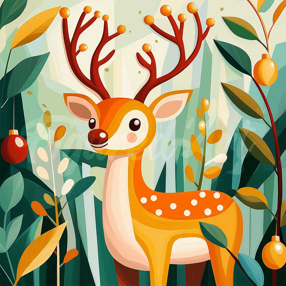 Mini Diamond Painting 25x25cm Renna dorata