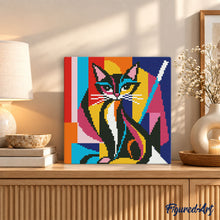 Carica l'immagine nel visualizzatore di Gallery, Mini Diamond Painting 25x25cm Gatto Astratto Colorato