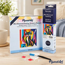 Carica l'immagine nel visualizzatore di Gallery, Mini Diamond Painting 25x25cm Gatto Astratto Colorato