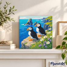 Carica l'immagine nel visualizzatore di Gallery, Mini Diamond Painting 25x25cm Pulcinella di mare sulle scogliere oceaniche