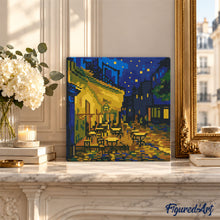 Carica l'immagine nel visualizzatore di Gallery, Mini Diamond Painting 25x25cm Van Gogh - Terrazza del caffè di notte