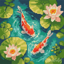 Carica l'immagine nel visualizzatore di Gallery, Mini Diamond Painting 25x25cm Stagno di Carpe Koi