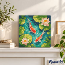 Carica l'immagine nel visualizzatore di Gallery, Mini Diamond Painting 25x25cm Stagno di Carpe Koi