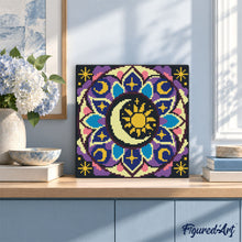 Carica l'immagine nel visualizzatore di Gallery, Mini Diamond Painting 25x25cm Mandala celestiale