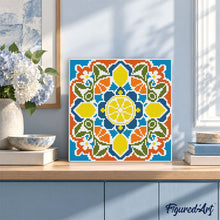 Carica l'immagine nel visualizzatore di Gallery, Mini Diamond Painting 25x25cm Mandala e agrumi