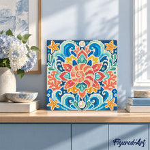 Carica l'immagine nel visualizzatore di Gallery, Mini Diamond Painting 25x25cm Mandala delle conchiglie marine
