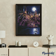 Carica l'immagine nel visualizzatore di Gallery, Diamond Painting - Castello di Hogwarts di notte - Harry Potter 40x50cm tela già incorniciata