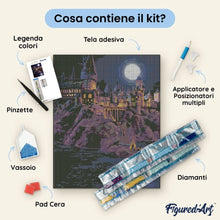 Carica l'immagine nel visualizzatore di Gallery, Diamond Painting - Castello di Hogwarts di notte - Harry Potter 40x50cm tela già incorniciata
