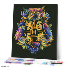Carica l'immagine nel visualizzatore di Gallery, Diamond Painting - Stemma floreale di Hogwarts - Harry Potter 40x50cm tela già incorniciata