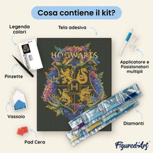 Carica l'immagine nel visualizzatore di Gallery, Diamond Painting - Stemma floreale di Hogwarts - Harry Potter 40x50cm tela già incorniciata