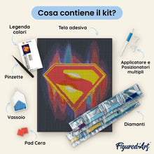 Carica l'immagine nel visualizzatore di Gallery, Diamond Painting - Scudo di Superman 40x50cm tela già incorniciata