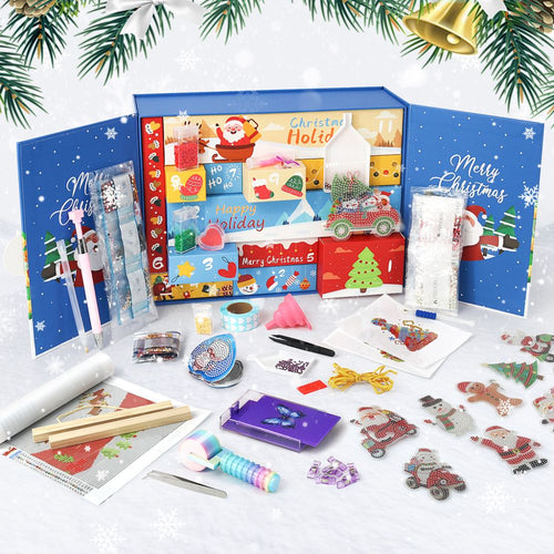 Diamond Painting Calendario dell'Avvento 2025 - 12 Giorni di Magia delle Feste (Blu) Figured'Art