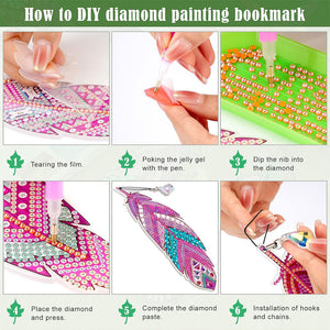 3x Piume Segnalibri Diamond Painting
