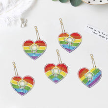 Carica l&#39;immagine nel visualizzatore di Gallery, Ciondolo Diamond Painting Cuori Arcobaleno Set di 5 pezzi