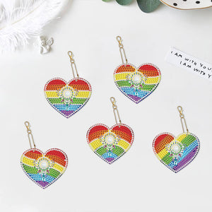 Ciondolo Diamond Painting Cuori Arcobaleno Set di 5 pezzi