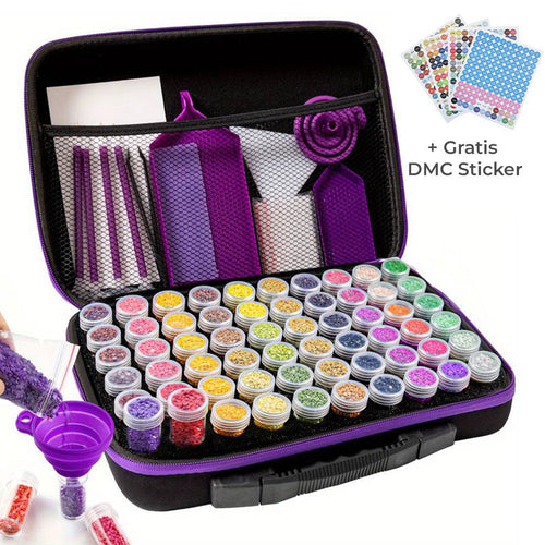 Astuccio Diamond Painting Viola con 60 Scomparti + Accessori