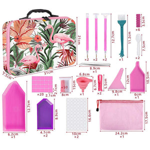 Astuccio Diamond Painting Fenicottero Rosa con 70 Scomparti + Accessori