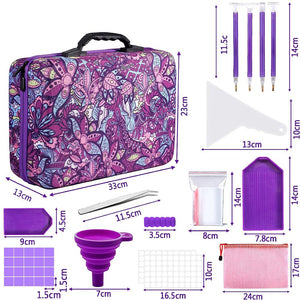 Astuccio Diamond Painting Fiori Viola con 120 Scomparti + Accessori