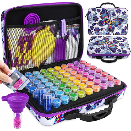 Astuccio Diamond Painting Farfalla con 70 Scomparti + Accessori