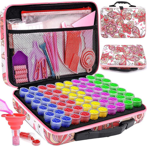Astuccio Diamond Painting Farfalle con 60 Scomparti + Accessori