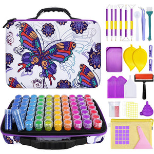 Astuccio Diamond Painting Farfalle con 70 Scomparti + Accessori