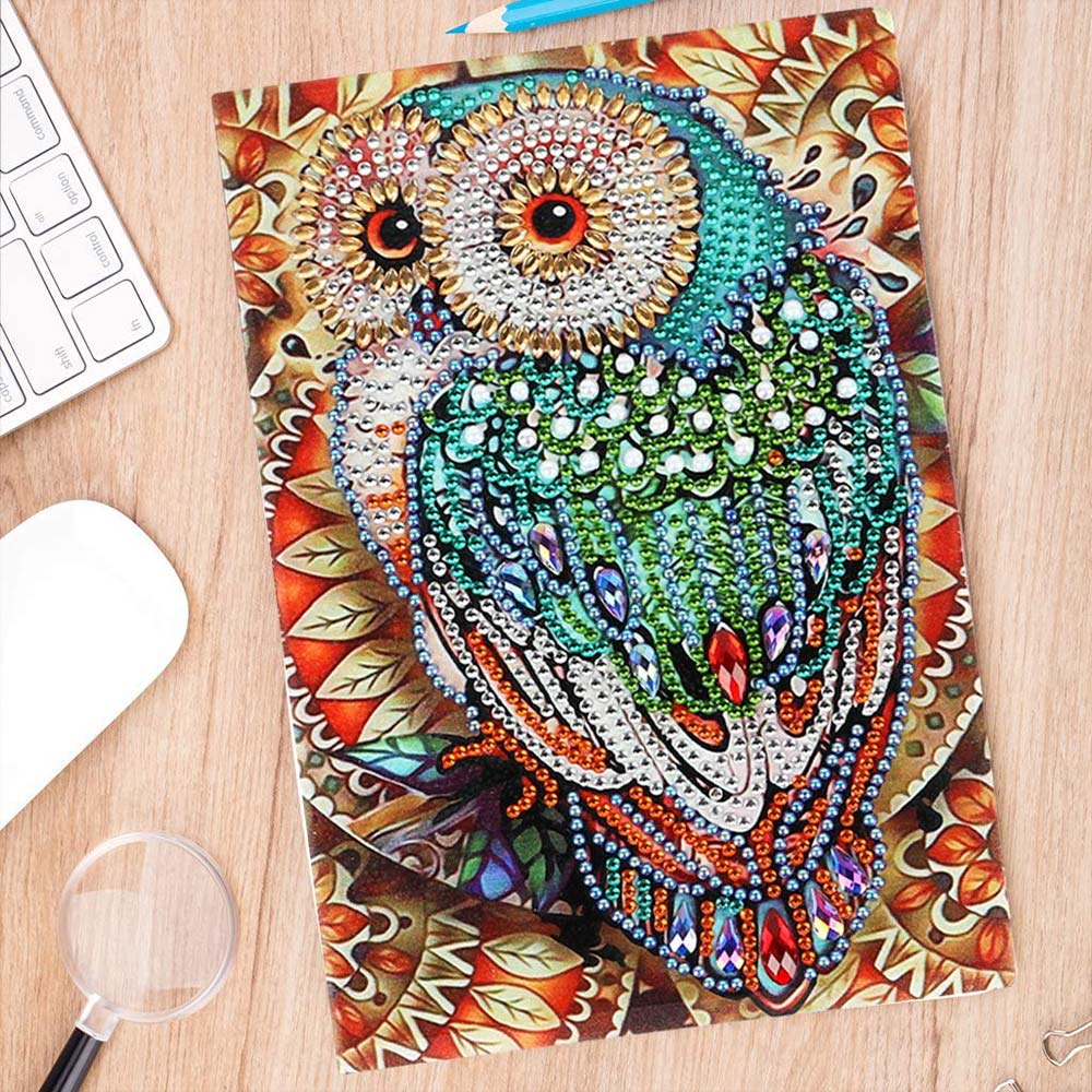 Set 4 Diamond Painting 5D Per Adulti - Gufo, Tigre, Tartaruga, Farfalla, 30x40 Cm, Kit Completo Fai Da Te Per Decorazione Casa