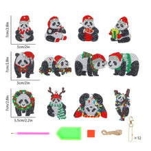 Carica l'immagine nel visualizzatore di Gallery, Portachiavi Diamond Painting Panda 12 Pezzi