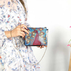 Borsa Diamond Painting Pavone Rosso