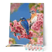Carica l'immagine nel visualizzatore di Gallery, Dipingere con i numeri - Coppia di uccelli blu Figured'Art