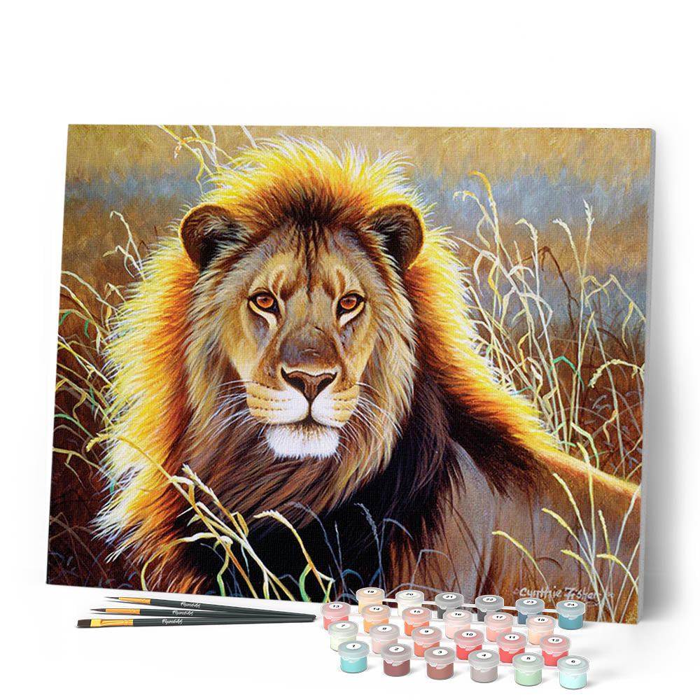 DAERLE Dipingi Con I Numeri Per Adulti - Leone Floreale Colorato - Kit Fai-da-Te Su Tela 40x50cm Con Colori Acrilici E Pennelli - Senza Cornice - 3