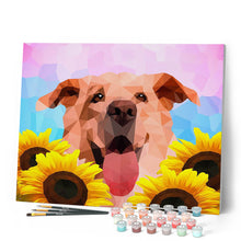 Carica l'immagine nel visualizzatore di Gallery, Dipingere con i numeri - Cane e girasoli geometrici Figured'Art