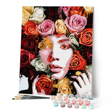 Carica l'immagine nel visualizzatore di Gallery, Dipingere con i numeri - Viso tra le rose Figured'Art