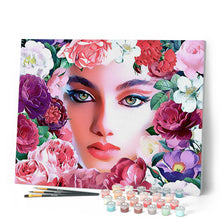 Carica l'immagine nel visualizzatore di Gallery, Dipingere con i numeri - Viso incorniciato dai fiori Figured'Art