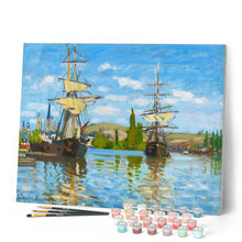 Carica l'immagine nel visualizzatore di Gallery, Dipingere con i numeri - Navi a cavallo sulla Senna a Rouen - Monet Figured'Art