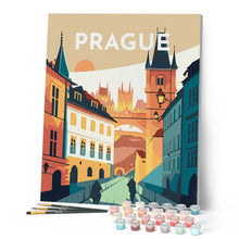Carica l'immagine nel visualizzatore di Gallery, Dipingere con i numeri - Poster di viaggio a Praga Figured'Art