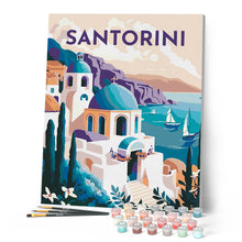 Carica l'immagine nel visualizzatore di Gallery, Dipingere con i numeri - Poster di viaggio a Santorini Figured'Art